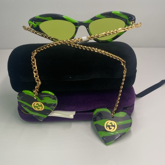 💯- New Authentic GG0978s 006 GUCCI Zebra-print cat-eye sunglasses - Picture 14 of 17